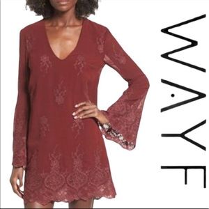 Embroidered Burgundy Tunic Dress